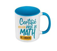 Fabulous Mug de Couleur Qualité Premium Bleu - Certifié meilleur prof de Math de l'univers Professeur College Lycee Mathematiques - Tasse avec anse et intérieur de couleur