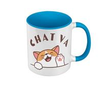 Fabulous Mug de Couleur Qualité Premium Bleu - Chat va Chaton Humour Jeu de mot Dessin - Tasse avec anse et intérieur de couleur
