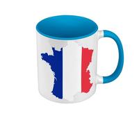 Fabulous Mug de Couleur Qualité Premium Bleu - Drapeau Carte France Sport Football - Tasse avec anse et intérieur de couleur