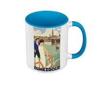 Fabulous Mug de Couleur Qualité Premium Bleu - Dunkerque Nord Affiche Poster Vintage Tourisme Art Deco 30's - Tasse avec anse et intérieur de couleur