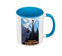 Fabulous Mug de Couleur Qualité Premium Bleu - Funiculaire Chamonix Affiche Poster Vintage Tourisme Art Deco 30's - Tasse avec anse et intérieur de couleur