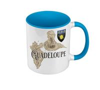 Fabulous Mug de Couleur Qualité Premium Bleu - Guadeloupe 971 Département Ile Carte Ancienne Rare - Tasse avec anse et intérieur de couleur