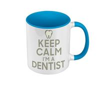 Fabulous Mug de Couleur Qualité Premium Bleu - Keep Calm I'm a Dentist Parodie Métier Dentiste - Tasse avec anse et intérieur de couleur