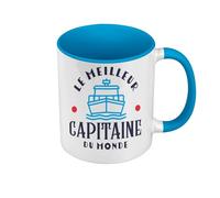 Fabulous Mug de Couleur Qualité Premium Bleu - Le Meilleur Capitaine du Monde Navire Bateau Navigation Océan - Tasse avec anse et intérieur de couleur