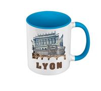 Fabulous Mug de Couleur Qualité Premium Bleu - Lyon Collage France Ville Est Culture - Tasse avec anse et intérieur de couleur