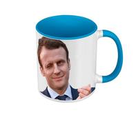 Fabulous Mug de Couleur Qualité Premium Bleu - Macron Clin d'Oeil President France Humour Meme - Tasse avec anse et intérieur de couleur