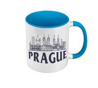 Fabulous Mug de Couleur Qualité Premium Bleu - Prague Minimalist Voyage Tchéquie Culture Architecture - Tasse avec anse et intérieur de couleur