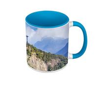 Fabulous Mug de Couleur Qualité Premium Bleu - Rio de Janeiro Christ Redempteur Bresil Monument Patrimoine Mondial - Tasse avec anse et intérieur de couleur