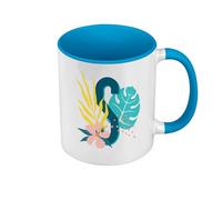 Fabulous Mug de Couleur Qualité Premium Bleu - S Sarah Sandy Lettre Prénom Fleurs Tropicale Exotique - Tasse avec anse et intérieur de couleur