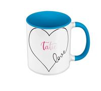 Fabulous Mug de Couleur Qualité Premium Bleu - Tatie Love Tante Coeur Amour Famille - Tasse avec anse et intérieur de couleur