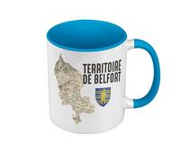 Fabulous Mug de Couleur Qualité Premium Bleu - Territoire de Belfort 90 Département Carte Ancienne - Tasse avec anse et intérieur de couleur