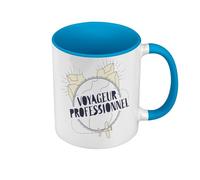 Fabulous Mug de Couleur Qualité Premium Bleu - Voyageur Professionnel Backpacker Voyage Tour du Monde - Tasse avec anse et intérieur de couleur