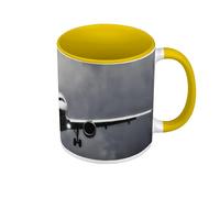 Fabulous Mug de Couleur Qualité Premium Jaune - Avion Decollage Aeroport Couche de Soleil Moyen Courrier - Tasse avec anse et intérieur de couleur