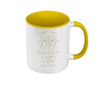 Fabulous Mug de Couleur Qualité Premium Jaune - Balance Signe Astrologie Bohème Zodiaque Astres Constellation - Tasse avec anse et intérieur de couleur