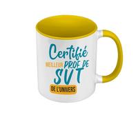 Fabulous Mug de Couleur Qualité Premium Jaune - Certifié meilleur prof de SVT de l'univers Professeur College - Tasse avec anse et intérieur de couleur