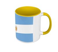 Fabulous Mug de Couleur Qualité Premium Jaune - Drapeau Argentine Argentina Football Sport Equipe National - Tasse avec anse et intérieur de couleur