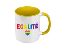 Fabulous Mug de Couleur Qualité Premium Jaune - Égalité Coeur LGBTQ+ Gay Lesbien Arc-en-Ciel - Tasse avec anse et intérieur de couleur