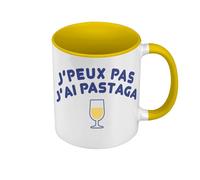 Fabulous Mug de Couleur Qualité Premium Jaune - J'Peux Pas J'ai Pastaga Pastis Marseille Apéro - Tasse avec anse et intérieur de couleur