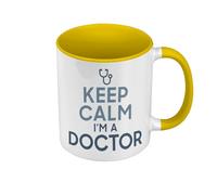 Fabulous Mug de Couleur Qualité Premium Jaune - Keep Calm I'm a Doctor Parodie Métier Docteur - Tasse avec anse et intérieur de couleur