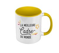 Fabulous Mug de Couleur Qualité Premium Jaune - La Meilleure Cadre du Monde Travail Entreprise Collegue - Tasse avec anse et intérieur de couleur