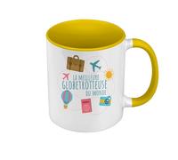 Fabulous Mug de Couleur Qualité Premium Jaune - La Meilleure Globetrotteuse du Monde Voyage Wanderlust Monde Aventure - Tasse avec anse et intérieur de couleur