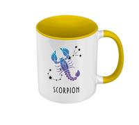 Fabulous Mug de Couleur Qualité Premium Jaune - Scorpion Signe Astrologie Prevision Stellaire Céleste Solaire Sideral Etoile - Tasse avec anse et intérieur de couleur