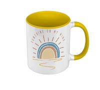 Fabulous Mug de Couleur Qualité Premium Jaune - Sunshine on My Mind Soleil Vacances Eté Minimaliste - Tasse avec anse et intérieur de couleur