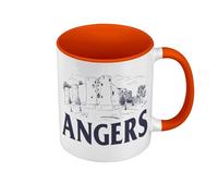 Fabulous Mug de Couleur Qualité Premium Orange - Angers Minimalist Ville France Patrimoine Château - Tasse avec anse et intérieur de couleur