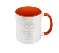 Fabulous Mug de Couleur Qualité Premium Orange - Balance Signe Astrologie Bohème Zodiaque Astres Constellation - Tasse avec anse et intérieur de couleur