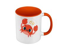 Fabulous Mug de Couleur Qualité Premium Orange - Cancer Signe astrologie Zodiaque Dessin Symbole Illustration - Tasse avec anse et intérieur de couleur