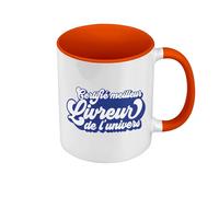 Fabulous Mug de Couleur Qualité Premium Orange - Certifié meilleur Livreur de l'univers Pizza Scooter Etudiant - Tasse avec anse et intérieur de couleur
