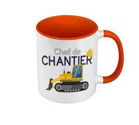 Fabulous Mug de Couleur Qualité Premium Orange - Chef de Chantier Enfant Travail Construction - Tasse avec anse et intérieur de couleur