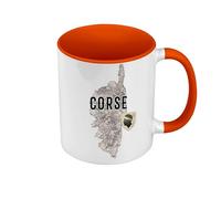 Fabulous Mug de Couleur Qualité Premium Orange - Corse Département Ile France Bastia Carte Ancienne Rare - Tasse avec anse et intérieur de couleur