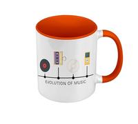 Fabulous Mug de Couleur Qualité Premium Orange - Evolution of Music Musique Vinyle Vintage CD - Tasse avec anse et intérieur de couleur