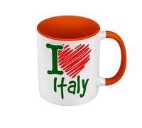 Fabulous Mug de Couleur Qualité Premium Orange - I Love Italy Voyage Italie Monde Vacances - Tasse avec anse et intérieur de couleur