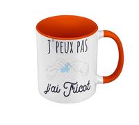 Fabulous Mug de Couleur Qualité Premium Orange - J'Peux Pas J'ai Tricot Laine Mode Vetement - Tasse avec anse et intérieur de couleur