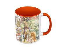 Fabulous Mug de Couleur Qualité Premium Orange - Lapin Chatons Canards Mignon Illustration Enfant Beatrice Potter - Tasse avec anse et intérieur de couleur