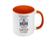 Fabulous Mug de Couleur Qualité Premium Orange - Le Meilleur Surfeur du Monde Surf Vacances Plage Sport - Tasse avec anse et intérieur de couleur