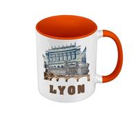 Fabulous Mug de Couleur Qualité Premium Orange - Lyon Collage France Ville Est Culture - Tasse avec anse et intérieur de couleur