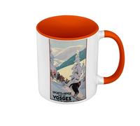 Fabulous Mug de Couleur Qualité Premium Orange - Sport d'Hivers Les Vosges Montagne Poster Vintage Voyage Art Deco 30's - Tasse avec anse et intérieur de couleur