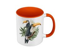 Fabulous Mug de Couleur Qualité Premium Orange - Toucan Perché Arbre Tropical Exotique Jungle Oiseau - Tasse avec anse et intérieur de couleur