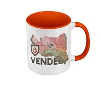 Fabulous Mug de Couleur Qualité Premium Orange - Vendée 85 Departement La Roche sur Yon Carte Ancienne - Tasse avec anse et intérieur de couleur