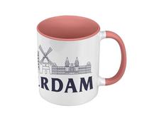 Fabulous Mug de Couleur Qualité Premium Rose - Amsterdam Minimalist Voyage Pays-Bas Tourisme - Tasse avec anse et intérieur de couleur