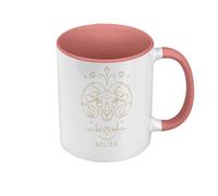 Fabulous Mug de Couleur Qualité Premium Rose - Belier Signe Astrologie Bohème Zodiaque Astres Constellation - Tasse avec anse et intérieur de couleur