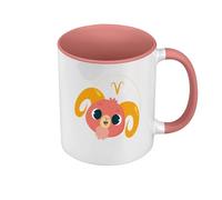 Fabulous Mug de Couleur Qualité Premium Rose - Bélier Signe astrologie Zodiaque Dessin Symbole Illustration - Tasse avec anse et intérieur de couleur