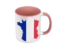 Fabulous Mug de Couleur Qualité Premium Rose - Drapeau Carte France Sport Football - Tasse avec anse et intérieur de couleur