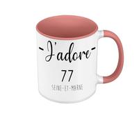Fabulous Mug de Couleur Qualité Premium Rose - J'Adore 77 Seine Et Marne Departement France Region Melun - Tasse avec anse et intérieur de couleur
