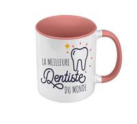 Fabulous Mug de Couleur Qualité Premium Rose - La Meilleure Dentiste du Monde Medecine Dent Métier Passion Santé - Tasse avec anse et intérieur de couleur