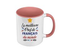 Fabulous Mug de Couleur Qualité Premium Rose - La Meilleure prof de Francais du Monde Professeur College Lycee - Tasse avec anse et intérieur de couleur