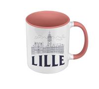 Fabulous Mug de Couleur Qualité Premium Rose - Lille Minimalist Ville France Nord Histoire - Tasse avec anse et intérieur de couleur